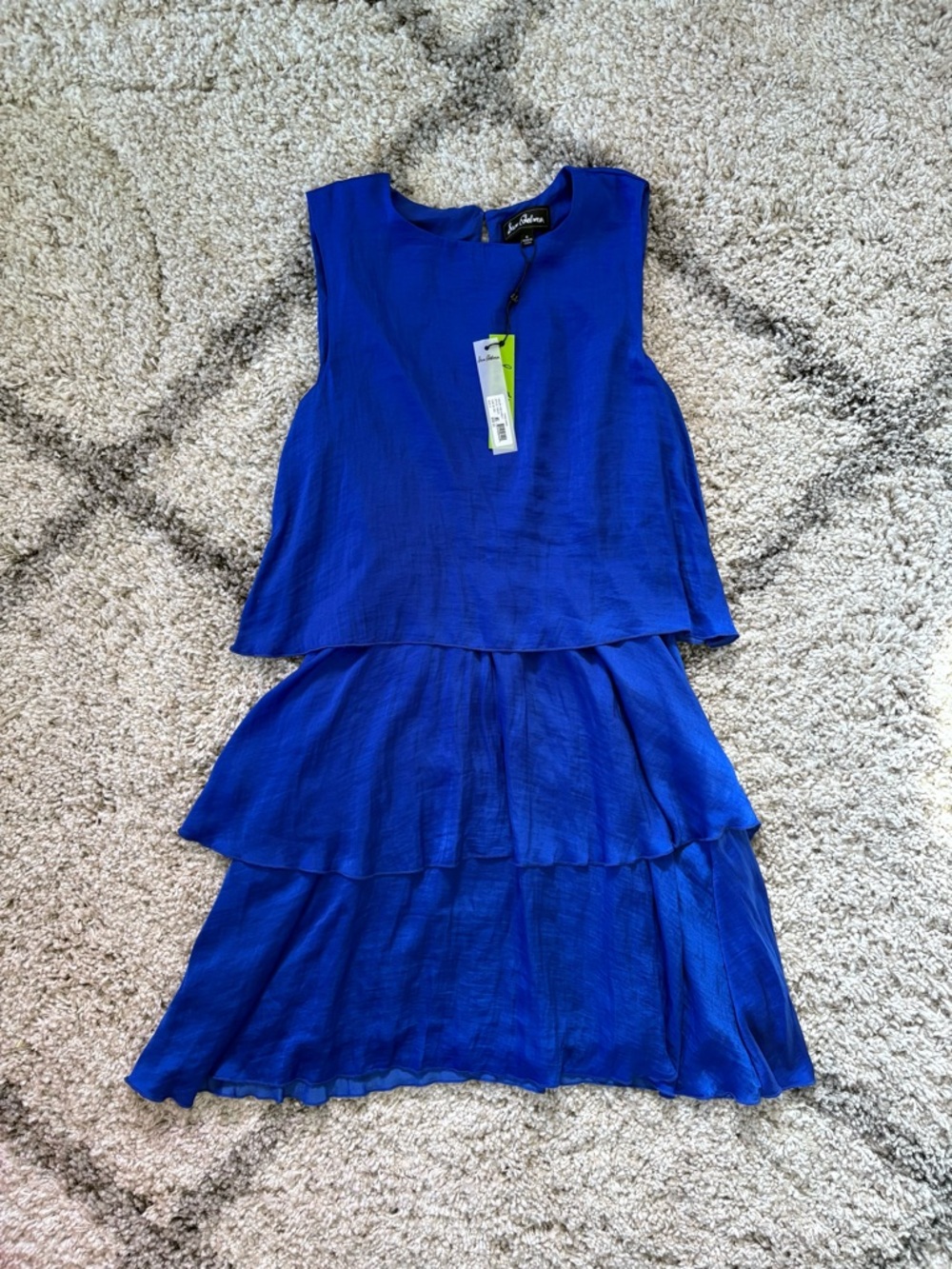 Sam Edelman Satin Cobalt Blue Tiered Sleeveless Dress